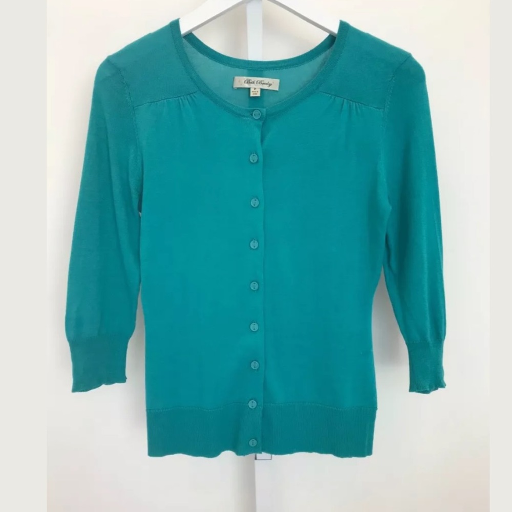 BETH BOWLEY TEAL TURQUOISE CARDIGAN PETITE NWOTS!